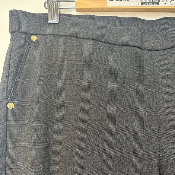 Anne Klein Pants Gray Sz 14 Subtle Plaid Skinny Pull On Stretch Slim Career - Picture 2 of 13
